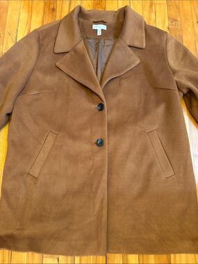 "A"  MTL 1980 Brown Single-Breasted Wool-Blend Coat Fully Lined - Size Plus 4X